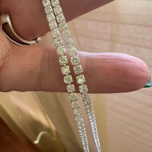 Luv AJ CZ Tennis Style Necklace Silver Toned Metal Sparkly Understated